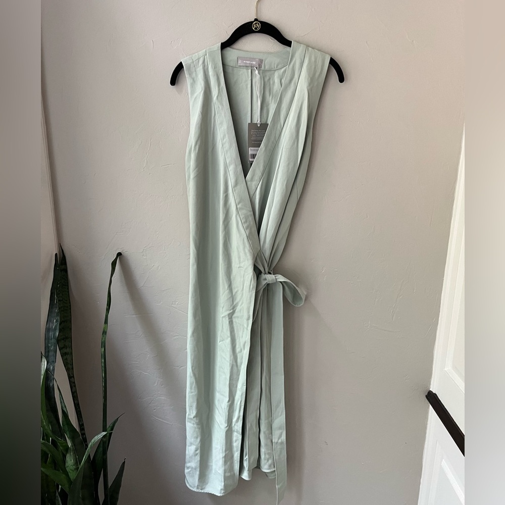 ✨EVERLANE THE JAPANESE GOWEAVE TANK WRAP DRESS MINT GREEN 8 - Picture 6 of 7
